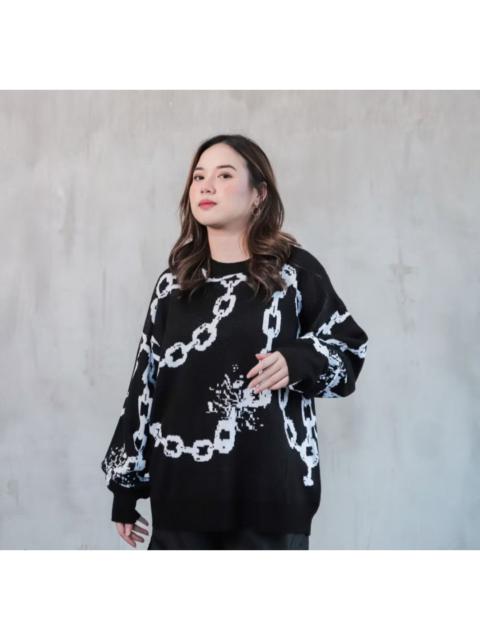 Archival Clothing - Chain black colour harajuku Japanese style knitwear sweater