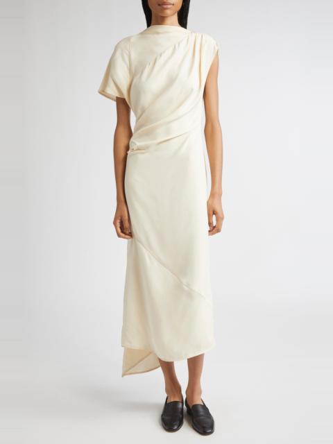 Proenza Schouler Proenza Schouler Hallie Hammered Viscose Asymmetric Hem Dress in Champagne at Nordstrom