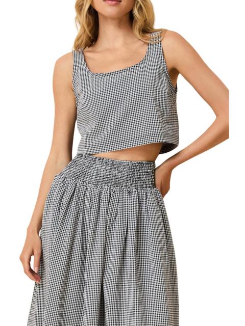 Solid & Striped Solid & Striped The Anise Seersucker Crop Tank in Noir at Nordstrom