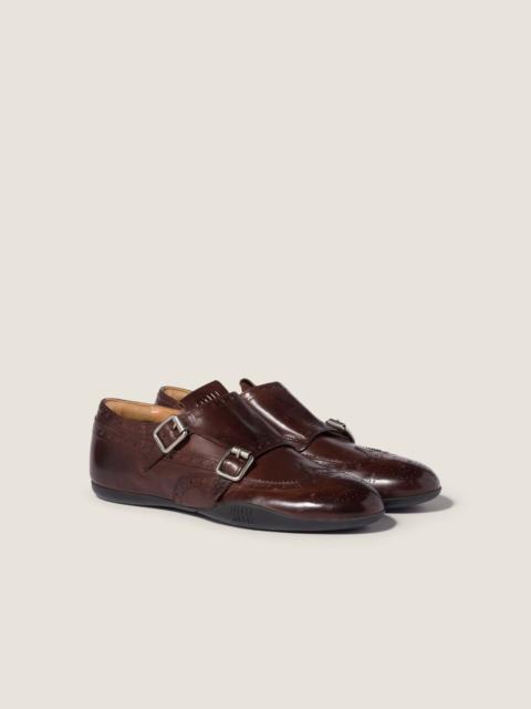 Miu Miu Calf leather brogue shoe with buckles