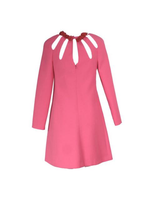 Valentino Pink Floral Embellished Cutout Dress Pink