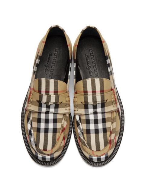 Burberry Burberry Beige Check Bedmont Loafers Size 10us