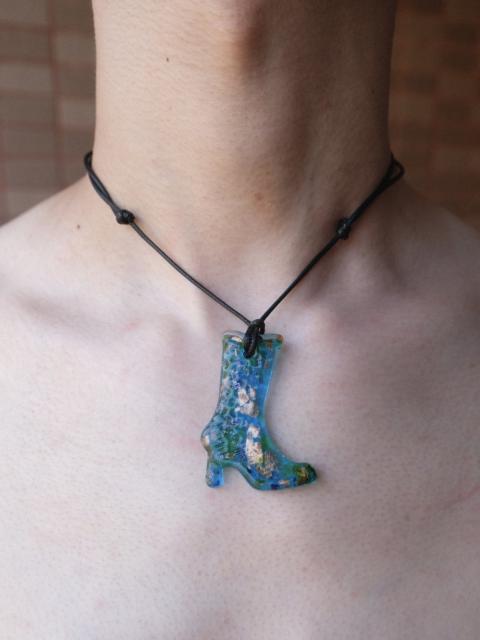 Other Designers Handmade Lampwork Glass High Boot Pendant Necklace Chain