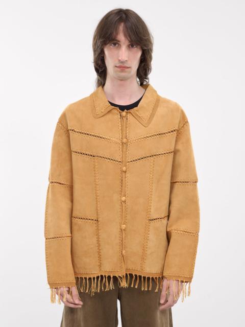 CMMN SWDN Terra Suede Crochet Fringe Jacket