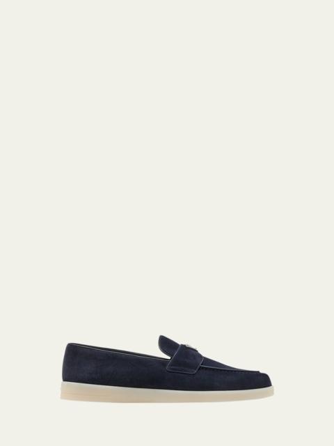 Prada Men's Saint Tropez Triangle Logo Suede Loafers