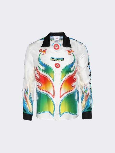 CASABLANCA Cuban Collar Long Sleeve Shirt Flame Laurel