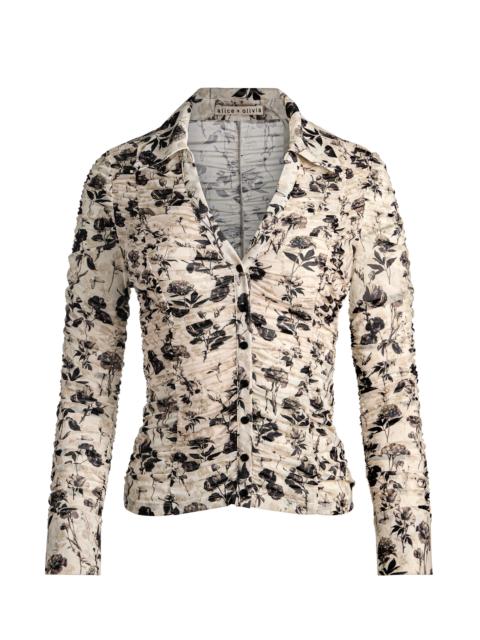 Alice + Olivia PORTIA MESH BUTTON DOWN