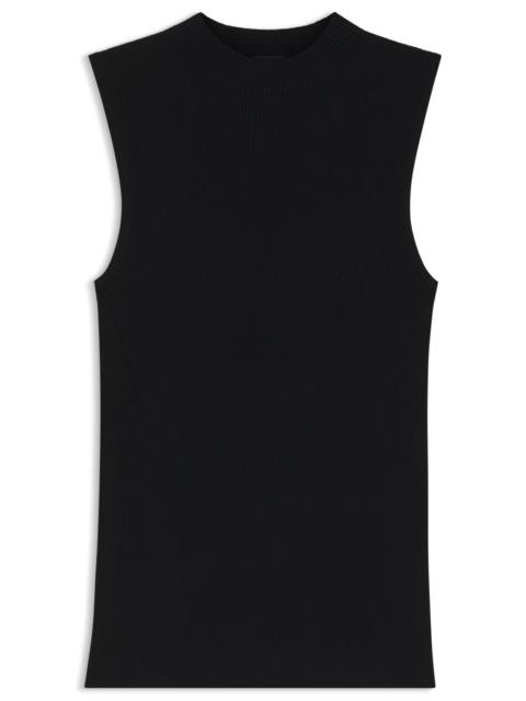 BOSS SLEEVELESS MOCK-NECK TOP IN RIBBED FABRIC