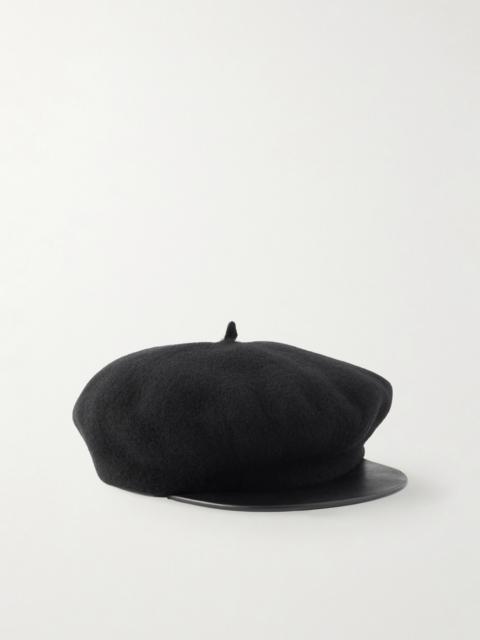 Valentino Embellished Leather-trimmed Wool Cap