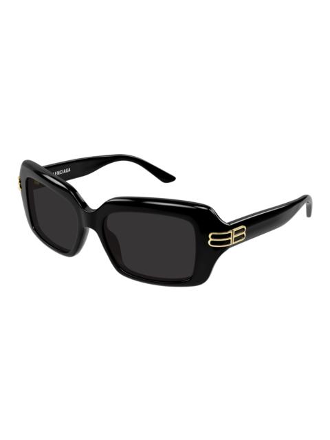 BALENCIAGA Balenciaga Dark Black Rectangular Ladies Sunglasses BB0465S 001 56