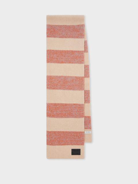 Paul Smith Women's Pink and Beige Lambswool-Blend Block Stripe Scarf