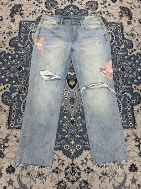 Other Designers ALLSAINTS Alana Birds Embroidered Boyfriend Jeans in Indigo