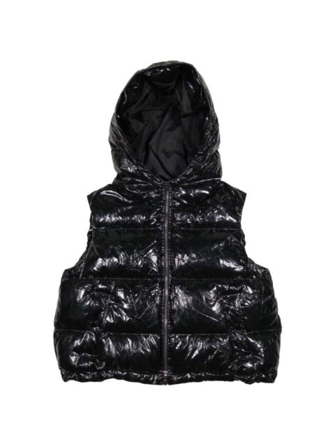 Theory Theory Shiny Hooded Shrunken Puffer Patent Vest