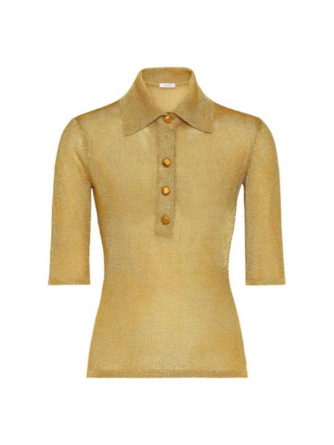 FERRAGAMO Ferragamo Three-Quarter Sleeved Lurex Polo Shirt