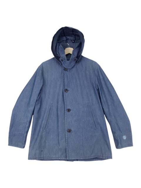 BEAMS PLUS Blue Denim Hoodie Chambray Jacket