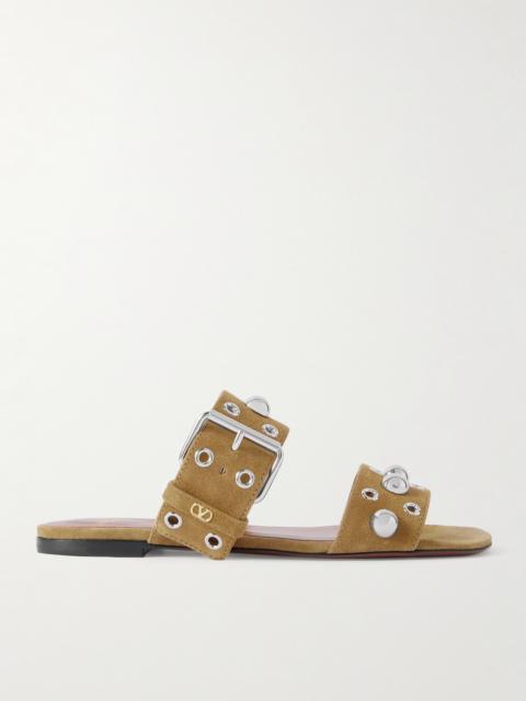 Valentino Nellcôte Embellished Suede Slides