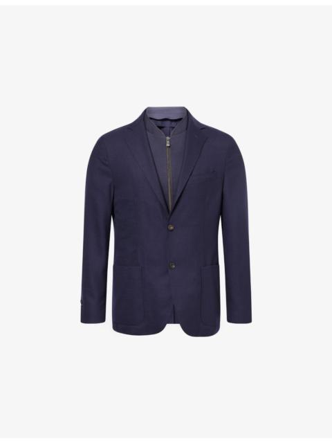 CORNELIANI Contrast-Panel Notch-Lapels Wool Blazer
