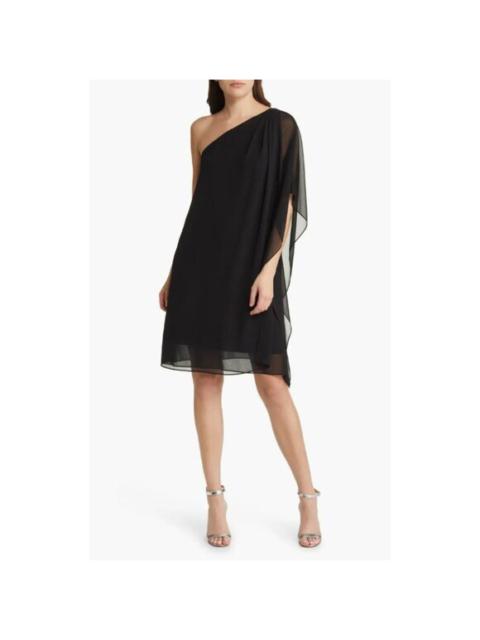 Other Designers Kobi Halperin Sabrina Black Chiffon One Shoulder Cocktail Dress SZ S NWT $398