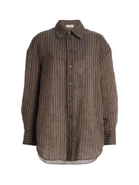 KALLMEYER Dani Pinstriped Linen-Blend Shirt grey