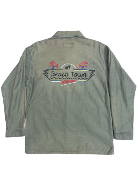 Other Designers Japanese Brand - Sly Jeans Olive Green Embroidered Jacket Beach Resort Vibes