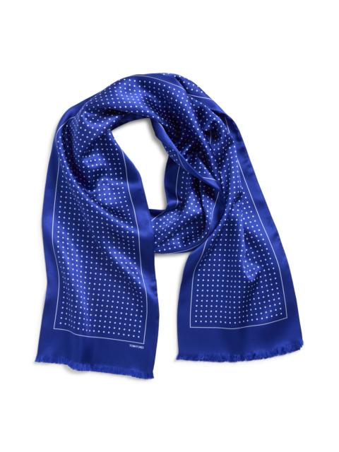 TOM FORD TOM FORD Polka Dot Mulberry Silk Fringe Scarf in Royal Blue at Nordstrom