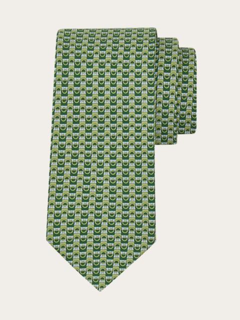 FERRAGAMO Gancini bicolor print silk tie