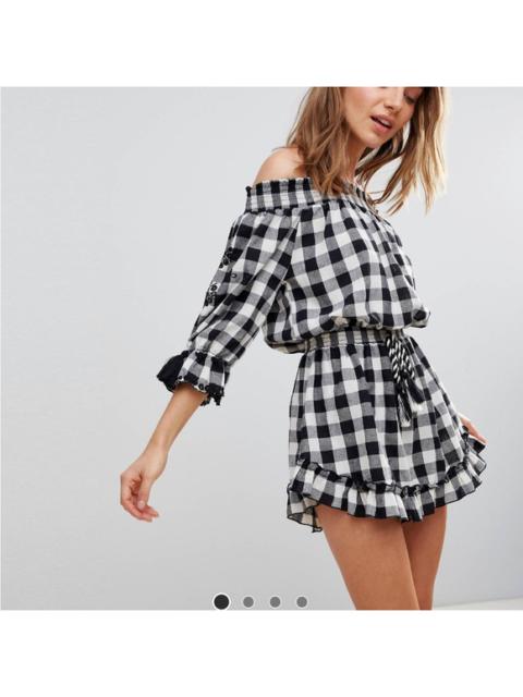 Other Designers ASOS Off The Shoulder Gingham Beach Dress