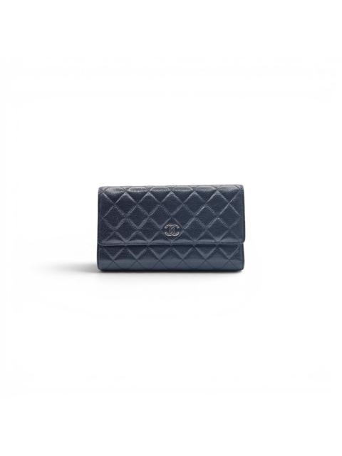 CHANEL Timeless Classic Long Flap Trifold Caviar Leather Wallet