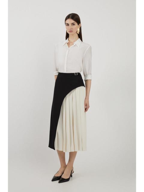 KAREN MILLEN Tailored Buckle Detail Pleated Midi Skirt