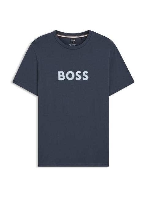 BOSS COTTON-JERSEY BEACH T-SHIRT WITH LOGO PRINT