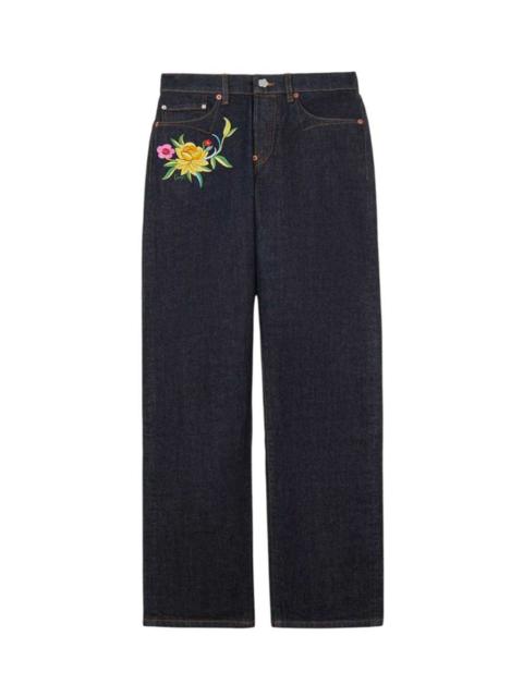 KENZO Kenzo Women `Kenzo Wildflower` Straight-Leg Japanese Denim Trousers