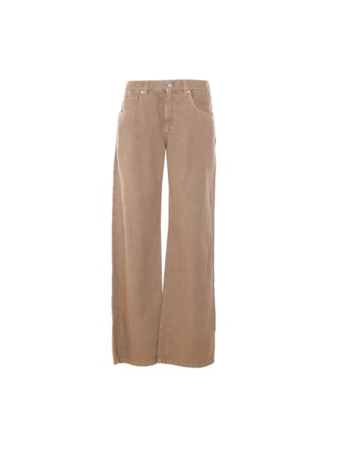 Brunello Cucinelli Brunello Cucinelli Women Contemporary Trousers In A Garment-Dyed Cotton And Linen Cover With Jewelry