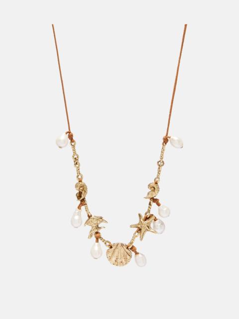 ALÉMAIS Faux pearl embellished charm necklace