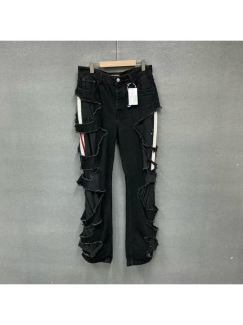BALENCIAGA Balenciaga runway double-swoosh distressed double-layer jeans