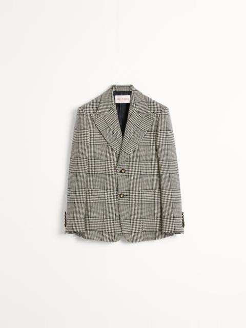 SINGLE-BREASTED WOOL JACKET WITH CHECK PATTERN ON HOUNDSTOOTH