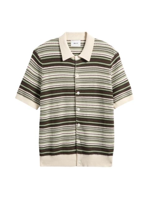 NN07 Nolan 6686 Polo Cardigan in Green Stripe at Nordstrom