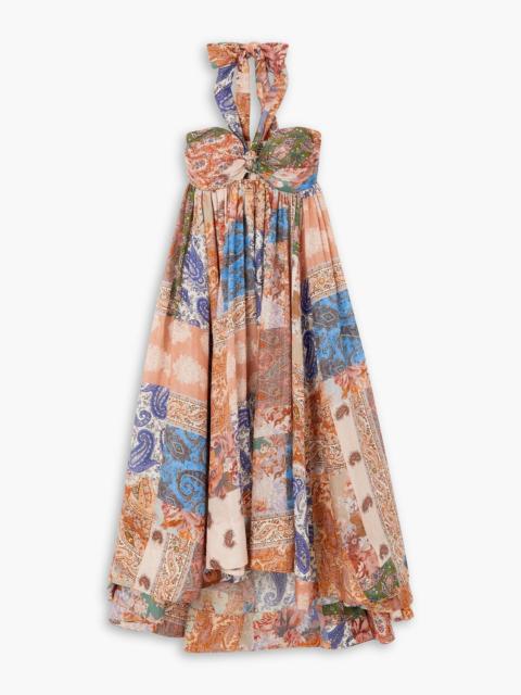 Zimmermann Devi pleated paisley-print silk halterneck midi dress