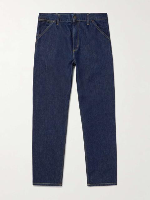Single Knee Straight-Leg Logo-Appliquéd Jeans