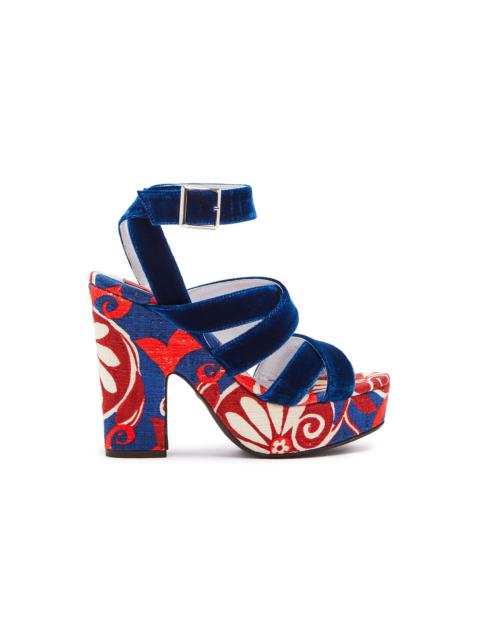 La DoubleJ La DoubleJ Medal Wedge Moonflower Navy at Nordstrom