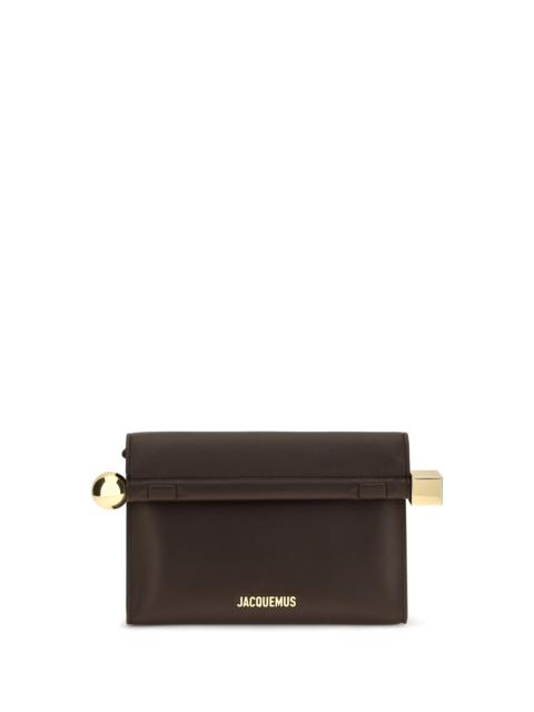 JACQUEMUS Jacquemus Rond Carré Leather Shoulder Bag Midnight Brown