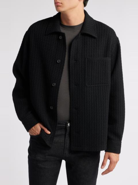 FRAME FRAME Textured Wool Blend Shirt Jacket in Black at Nordstrom