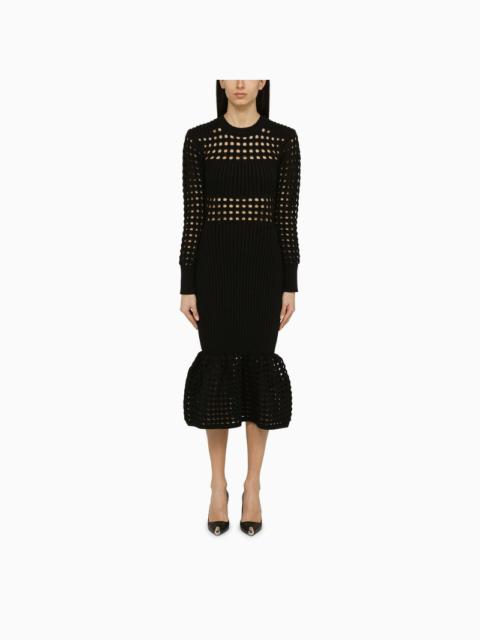 Alexander Mcqueen Black Knitted Midi Dress Women