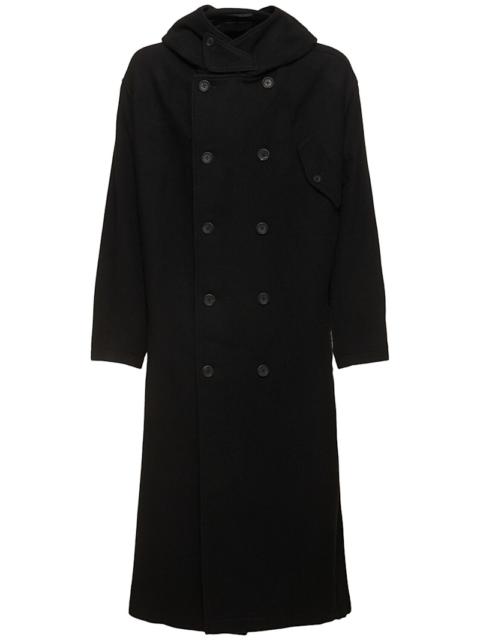 Hooded wool blend coat