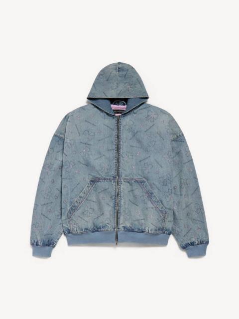 BALENCIAGA Women's Handrawn Bows Denim Jacket in Iced Blue