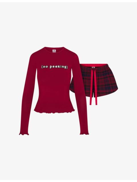 SKIMS Cactus Plant Flea Market x SKIMS Flannel Short Sleep Set