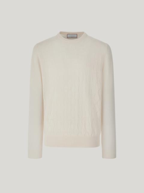 Canali CREAM CREWNECK IN PURE EXTRAFINE MERINO WOOL