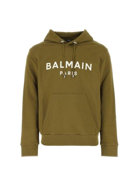 Balmain Logo Printed Drawstring Hoodie