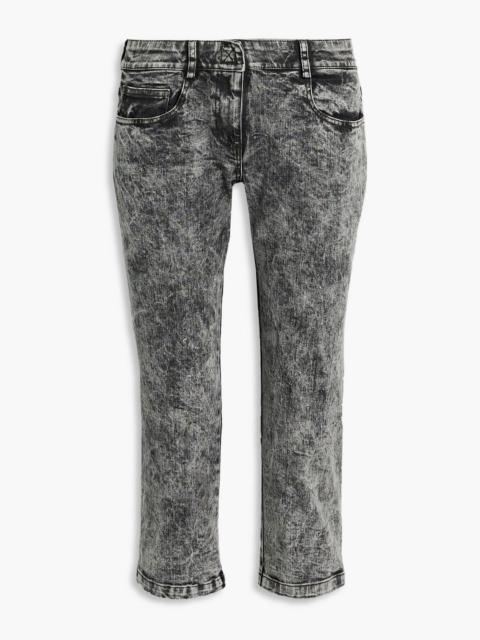 NORMA KAMALI Cropped acid-wash low-rise bootcut jeans
