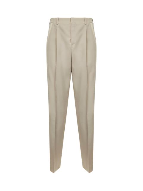 SAINT LAURENT Saint Laurent Men Beige Lightweight Wool Tuxedo Trousers