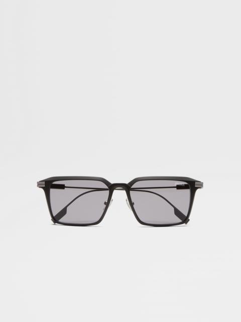 ZEGNA LIGHT GREY ALUMINUM AND METAL SUNGLASSES